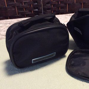 Small Black Zippered Travel Pouch w/ Carrying Handle